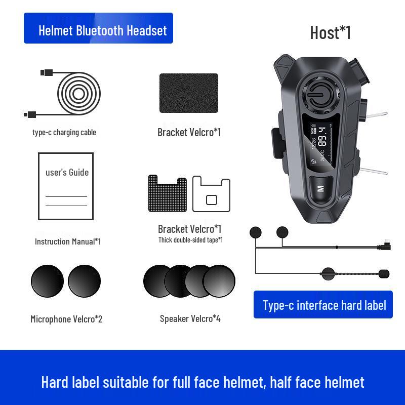 Waterproof Bluetooth Motorcycle Helmet Earphones with Noise Cancelling & Multi-person Intercom