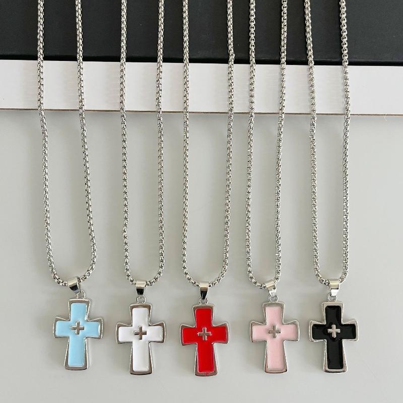 Cool Dopamine Religion Cross Pendant Necklace Niche Design All-Match Baptism Clavicle Necklace