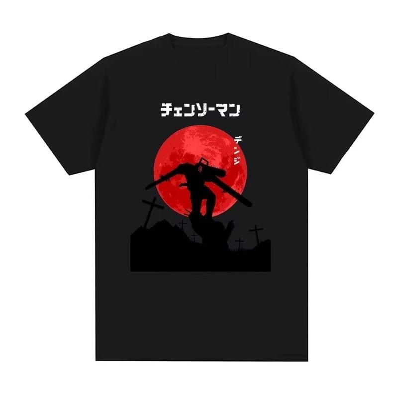 

Japanese Fashion Chainsaw T-shirt 100% pure cotton men s Harajuku short-sleeved T-shirt comic pattern printed short-sleeved 4XL