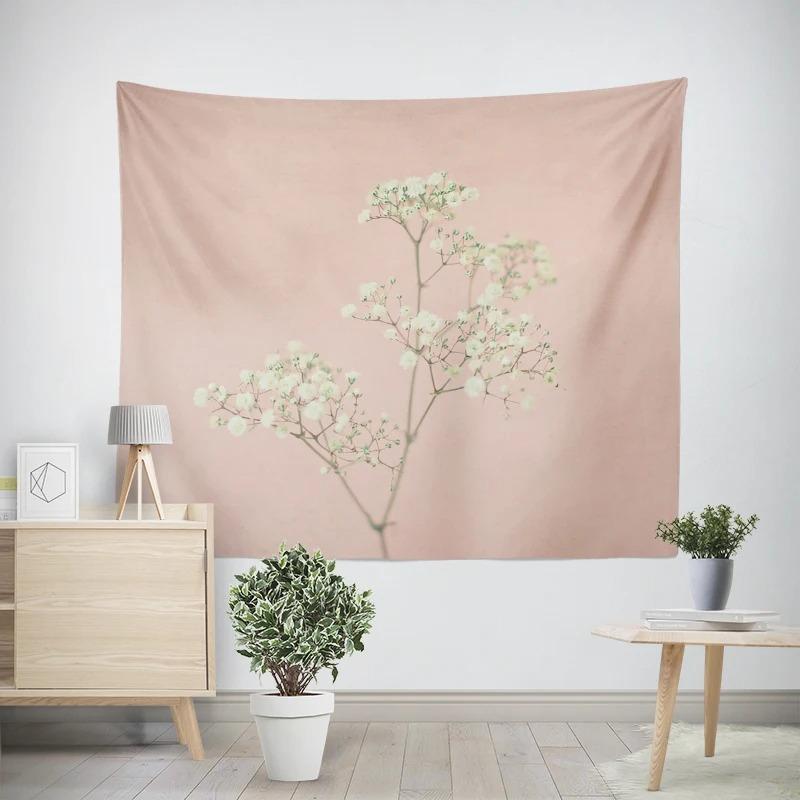 Aesthetic Bedroom Wall Modern Room Decoration Items Wall Hanging Art Large Fabric Tapestry Bohemian Retro Floral Leaves