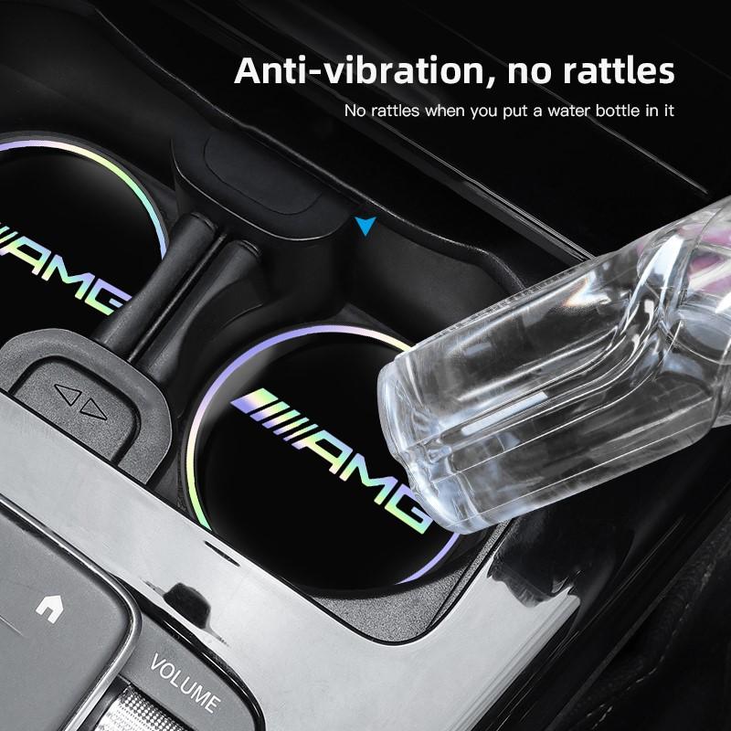 For A B C E G CLA W211 W203 W204 C260 E300L A200L GLC300 CLA AMG Series Car Cup Holder Mat Leather Water Coaster Decoration