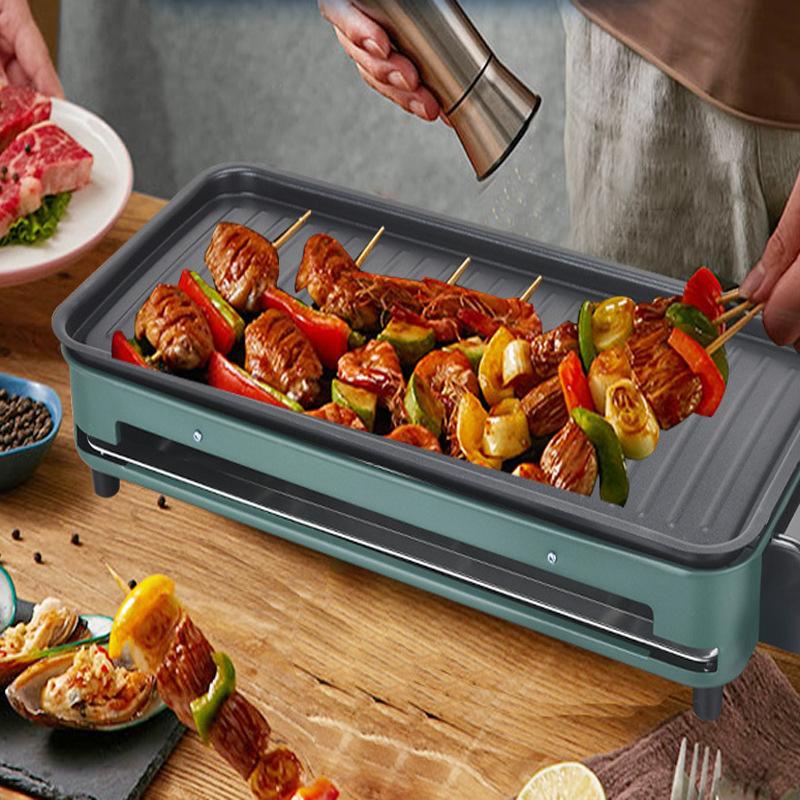 220V Household Electric Grill Pan Multifunctional Non-stick Barbecue Grill Machine Fast Heating Cooking
