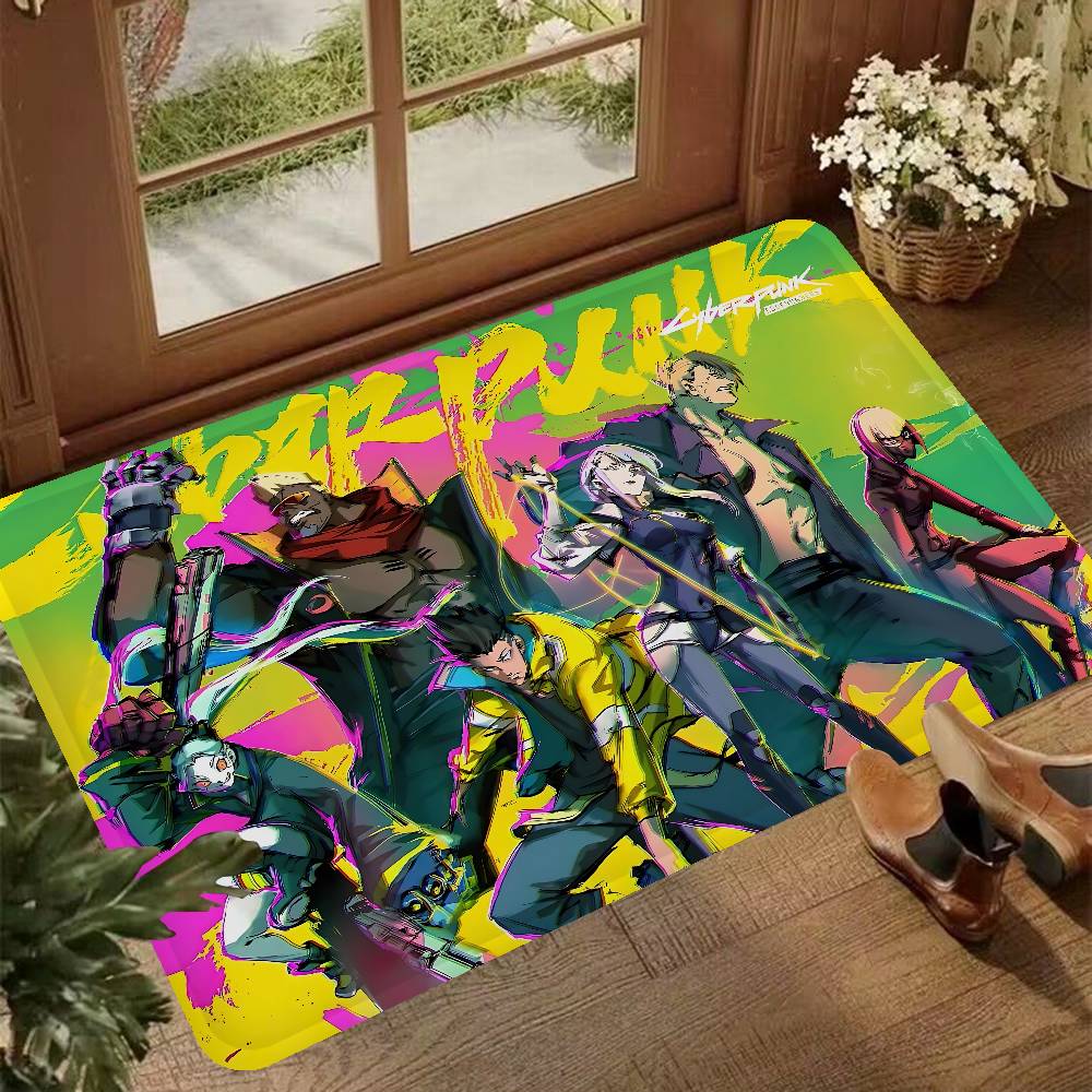 Cyberpunk Edgerunners Anime Hallway Carpet Washable Non-Slip Living Room Sofa Chairs Area Mat Kitchen Doormat Area Rug