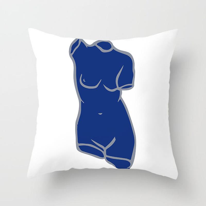 New Ins Nordic-style Pillowcase Geometric Abstract Art Figure Blue Pillow Cushion Cover