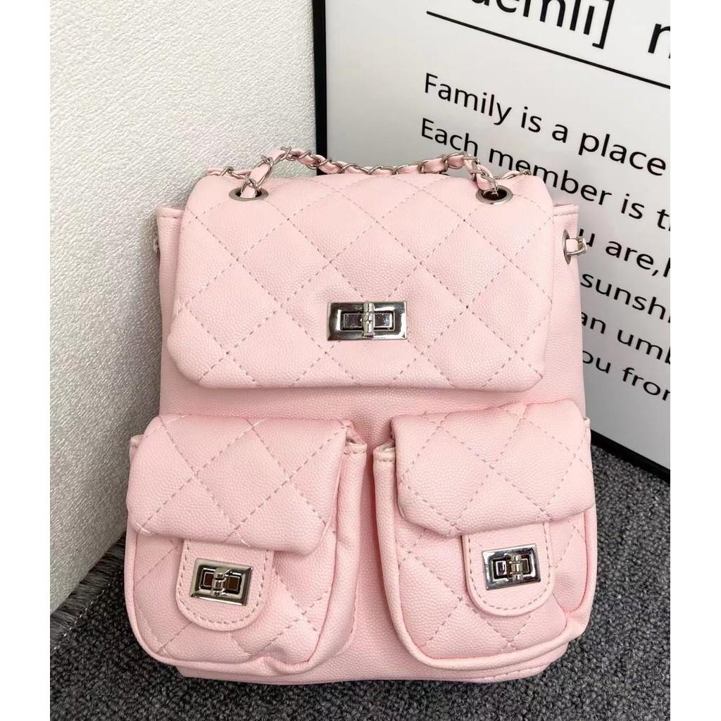Ielgy Korean Style Niche Preppy Style Backpack Fashion Casual Diamond Cute Multi-pocket Backpack