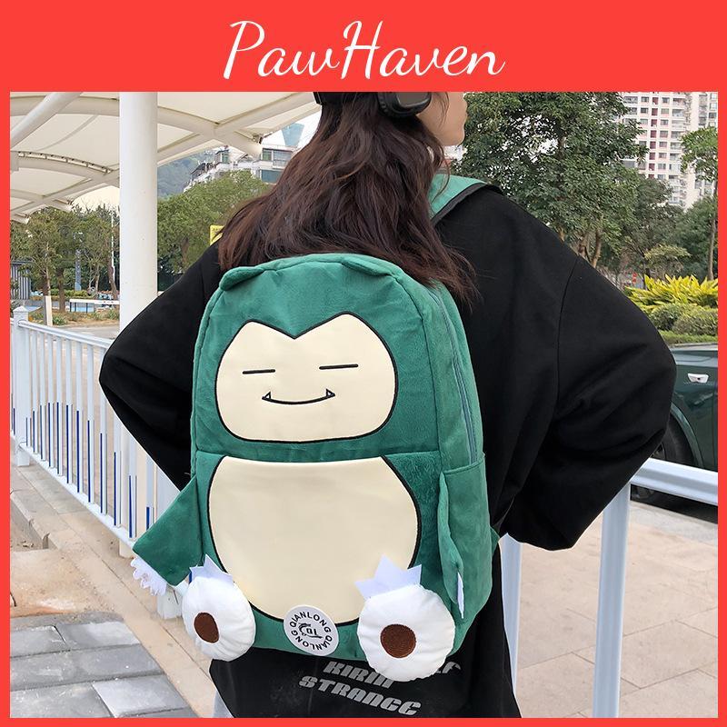 Cute Snorlax Pokmon Plush Backpack Couple Backpack For Students And Daily Use