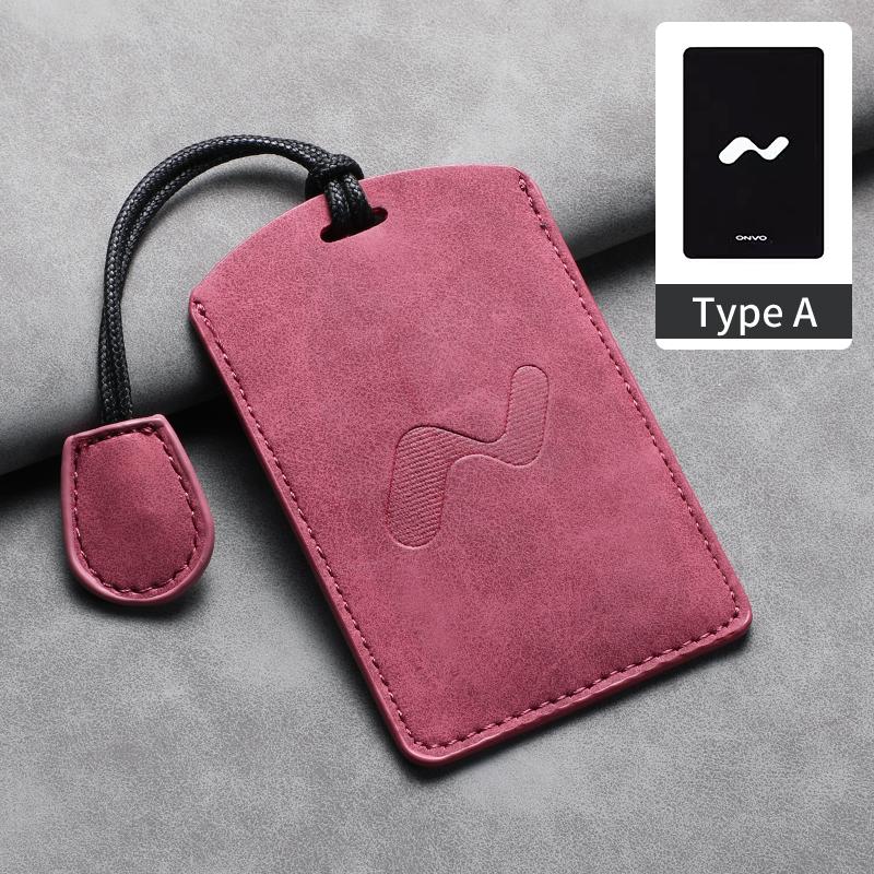 Genuine Leather Auto Key Fob Cover Case Fit For Onvo L60 L90 Auto Smart Key Fob Bag Cover Case Housing Protective Key Ring Mount Auto Accessories