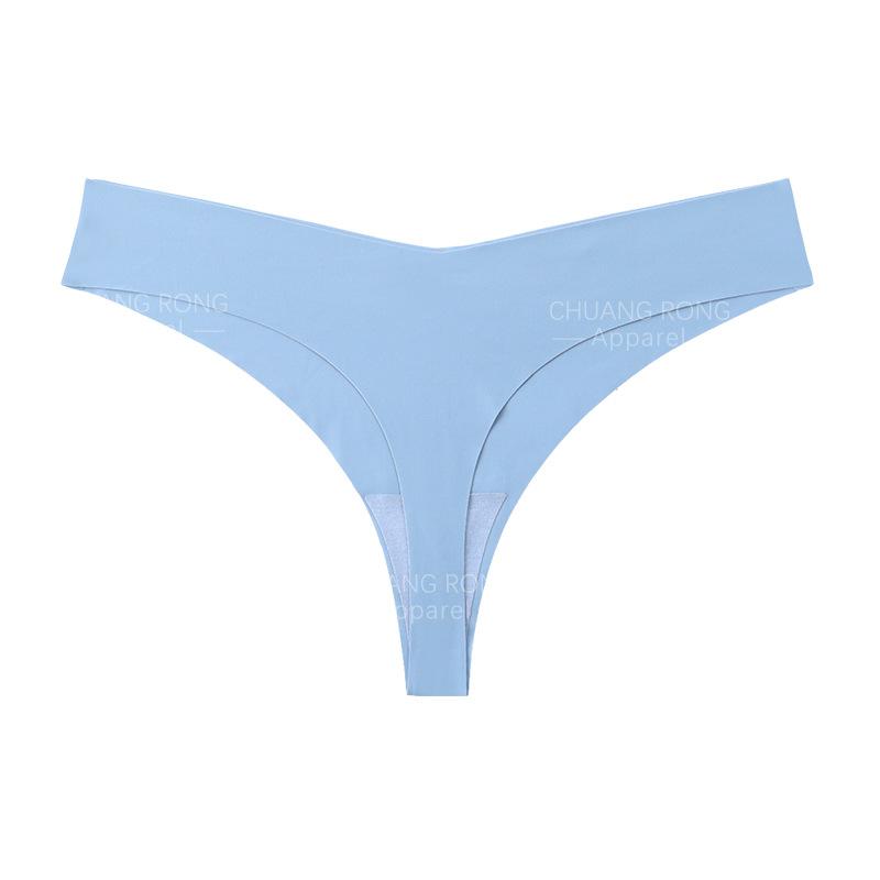 

European and American sexy large-size underwear women s one-piece seamless ice silk pure cotton crotch quick-drying breathable fitness thong XL небо синє кольору