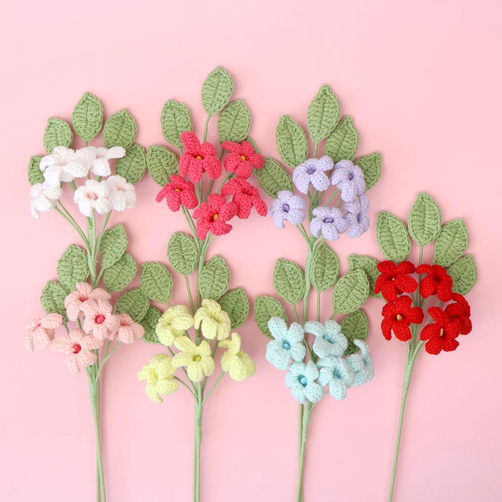 Daphne Odera Crochet Flower Bouquet Creative Handwoven Flower Cute Artificial Flowers Wedding Home Decor Gift