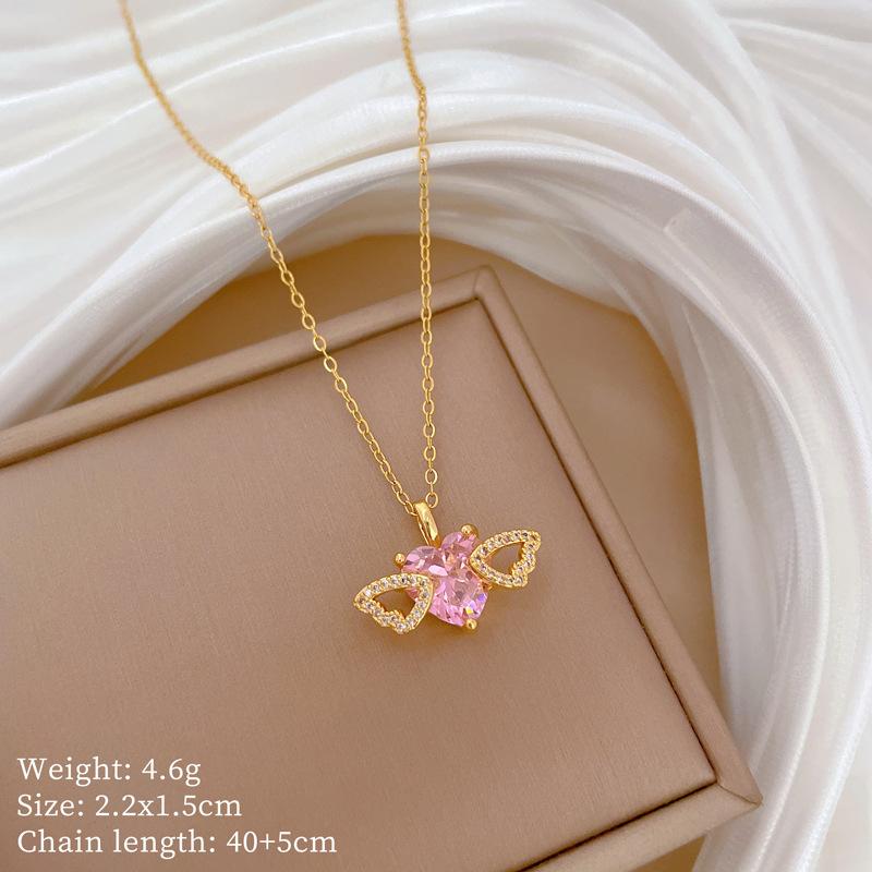 Mickey Head Heavy Industry Necklace Women'S Copper Micro-Inlaid Real Gold Electroplating Delicate Clavicle Chain Neck Chain