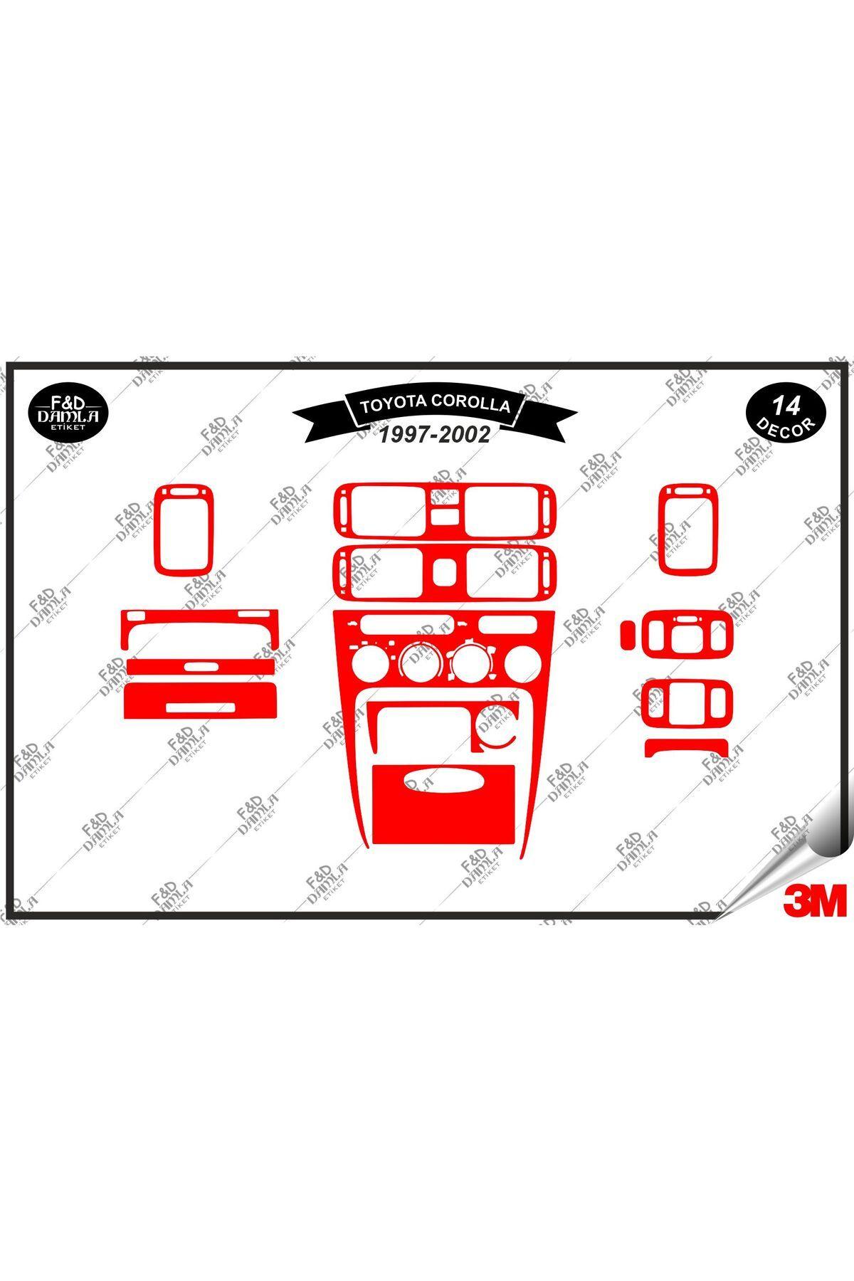 

Toyota Corolla 1997-2002 Torpido Konsol Trim Göğüs Maun Kaplama Set 14 Parça Kırmızı