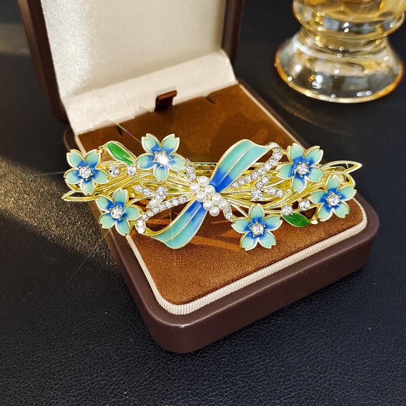 Elegant Retro Butterfly Flower Hairpin with Bow - Hanfu Cheongsam Style