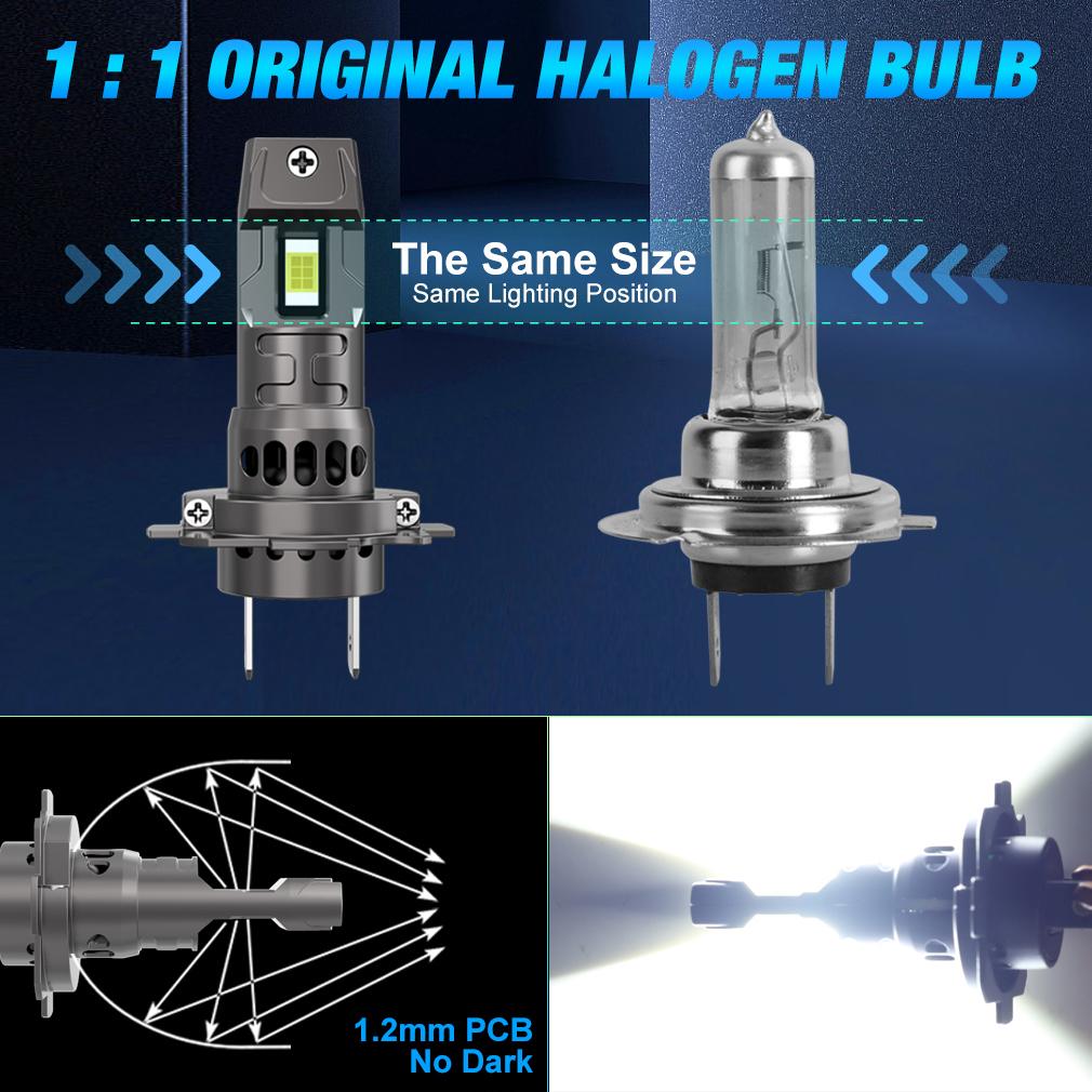 2 stk 25000LM Canbus H7 H11 LED-frontlyspærer H8 H16JP 9005 HB3 9006 HB4 LED-lampe 3570 CSP Bilfrontlys 60W Turbovifte 6500K 12V