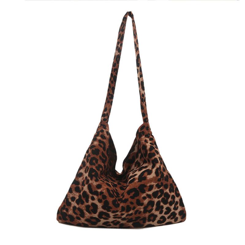 

Leopard print canvas bag women s bag new trendy college style tote bag commuting high-end large-capacity shoulder bag коричневый