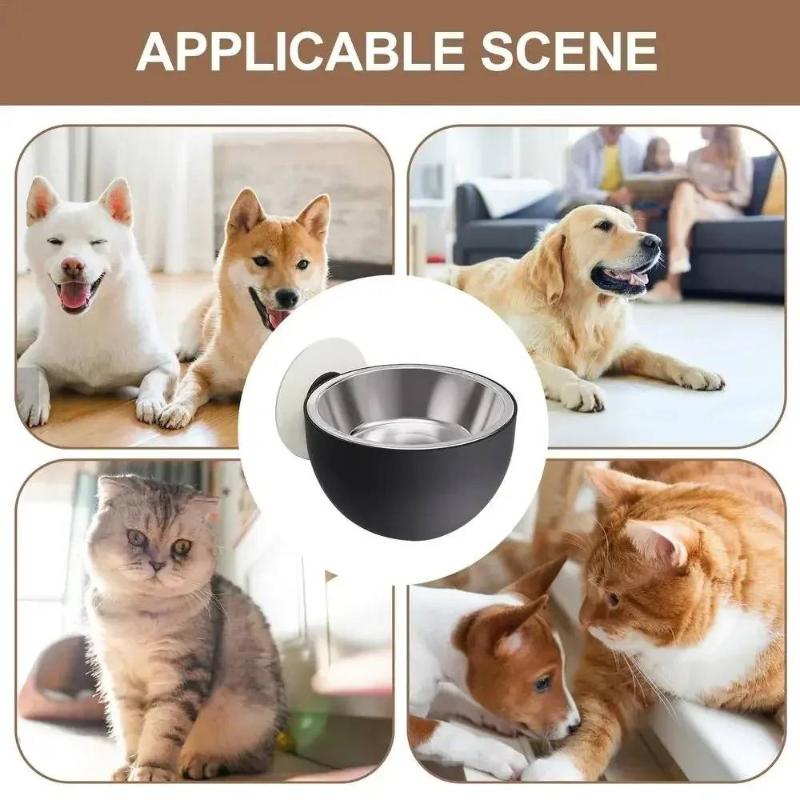 Magnetic Wall-Mounted Stainless Steel Dog Bowl, Anti-Spill Pet Food Bowl, Elevated Cat Bowl, Dishwasher Safe, Rust-Proof