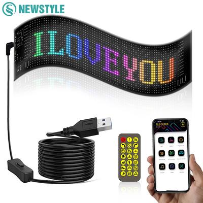 1PC Car LED Sign Bluetooth APP LED Matrix Pixel Panel Night Light DIY Programmable Flexible LED Display For Car Store Hotel Bar
