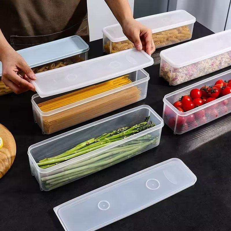 Scatola porta spaghetti rettangolare in plastica scatola per la conservazione degli alimenti da frigorifero con coperchio cucina varie grano cibo spaghetti pendenti scatola sigillata