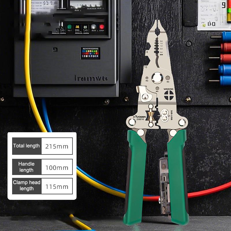 Multifunctional Wire Stripper With Electrical Test Pen Foldable Cable Cutter Crimper Tool, Electrical Folding Pliers For Cutting