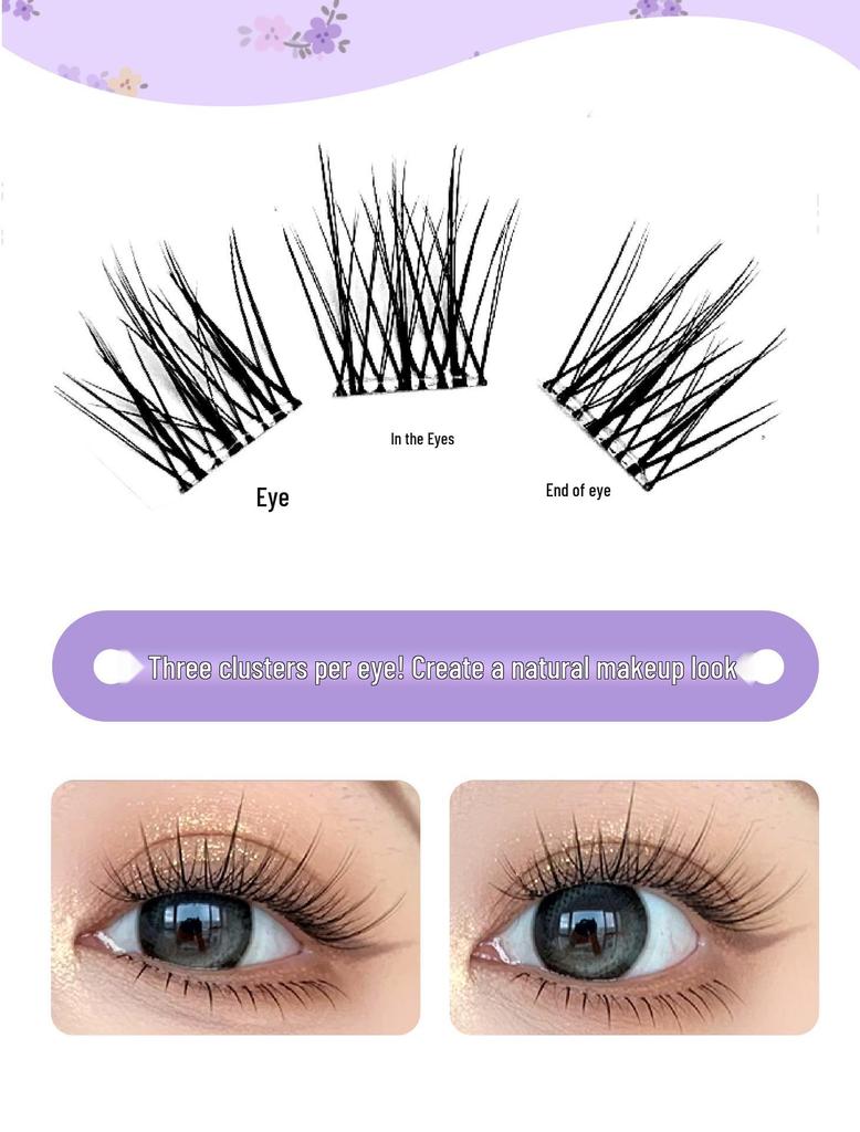 Mengjie Shangpin Glue-Free Natural False Eyelashes - Self-Adhesive, Beginner-Friendly, Photogenic Clumps, Large Capacity.