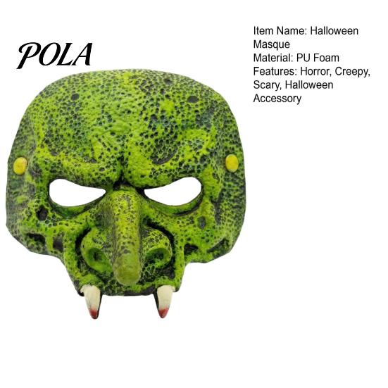 Masque d'Halloween Vieille Sorcière pour Adultes, Mousse Verte Horreur Demi-Visage Texture Écailles Sinistres Accessoire Mascarade Fête, Costume Cosplay, Carnaval
