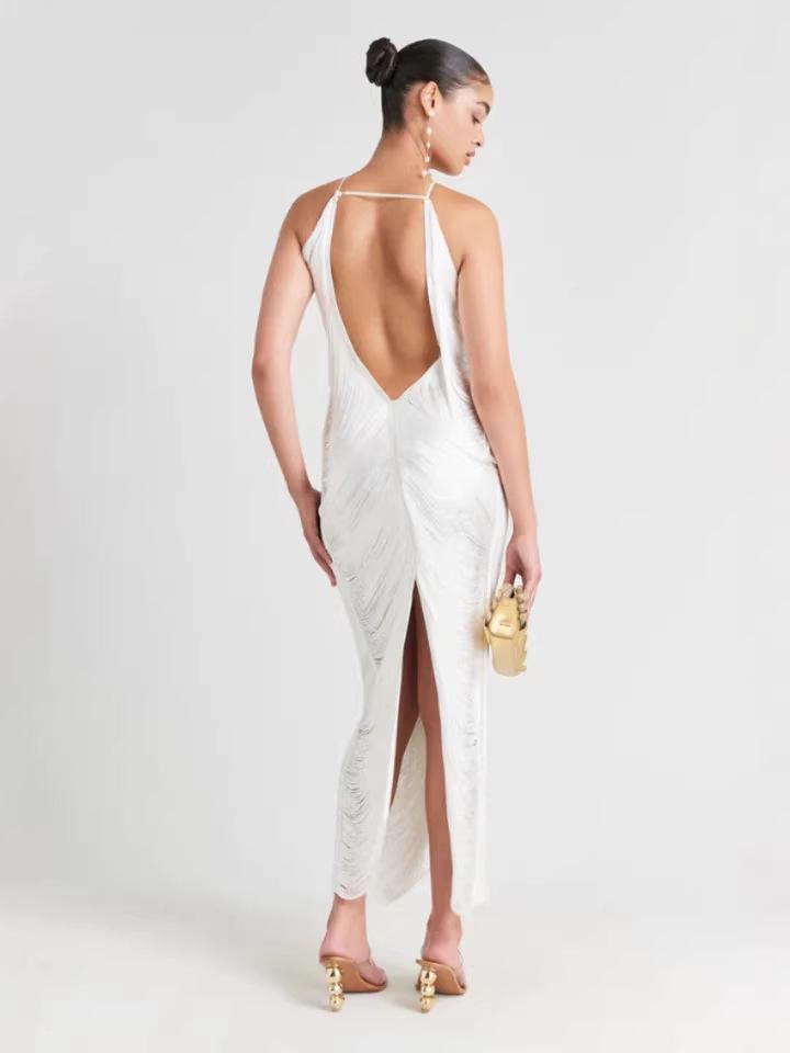 2026 Neuer Stil Damen Quasten Neckholder Maxikleid