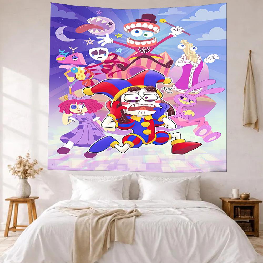 Digital Circus Game Wall Decor Tapestry Art For Pet Memorial Birthdaywedding Party Backdrop Family Gift