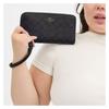 Coach 19 Metal Logo Zip Closure Coated Canvas Wallet Regular Women's Charcoal and Black Charcoal and Black