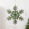 Matte Green Gradient Snowflake Christmas Tree Ornament PET Acrylic Hanging Decor Holiday Home Decoration