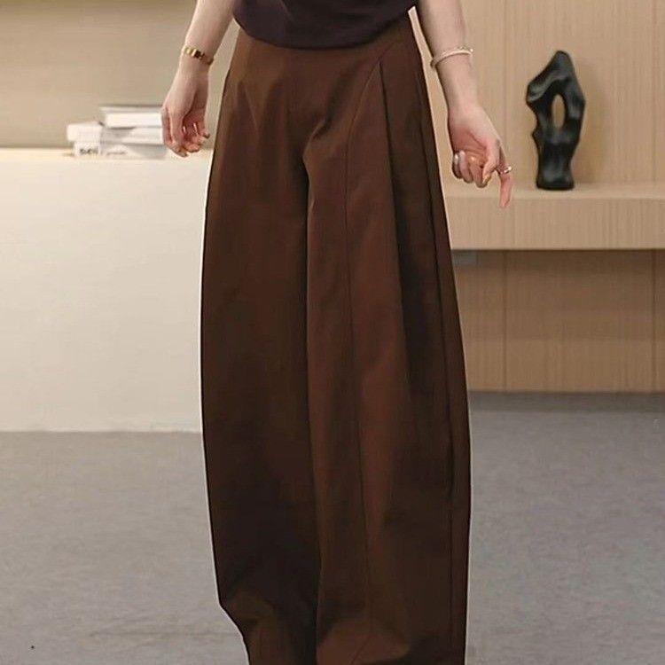 2025 Women's Old Money Style Side Pleated Wide-Leg Loose Casual Pants