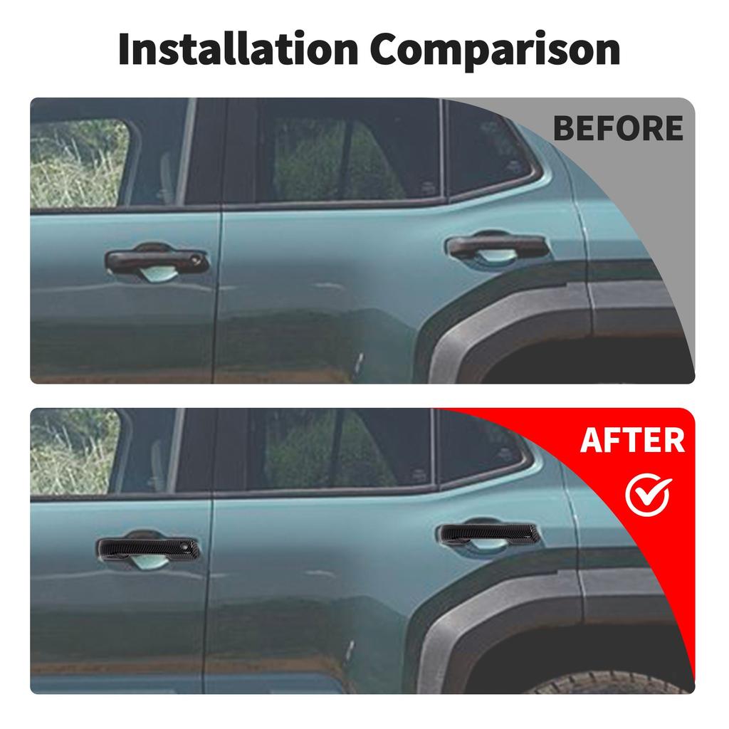 4x Carbon Fiber Door Handle Covers For Tundra 4Runner 2025 w/keyless Accessories