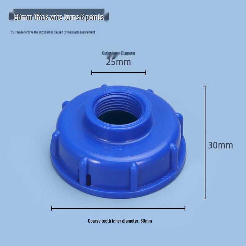 IBC Ton Barrel Valve Double Inner Tooth Adapter with Cover - 4, 6 Points, 1 Inch Center Ring