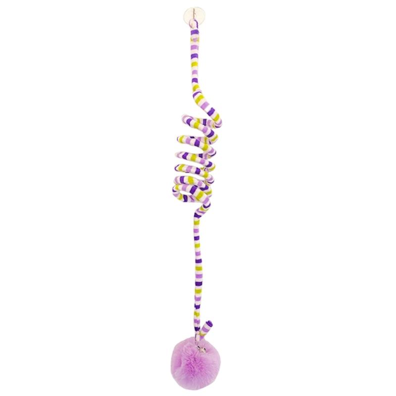 Retractable Cats Scratching Rope Spring Pompoms Cats Toy Cats Teaser Stick Toy Self-Excited Hanging 1 фиолетовый