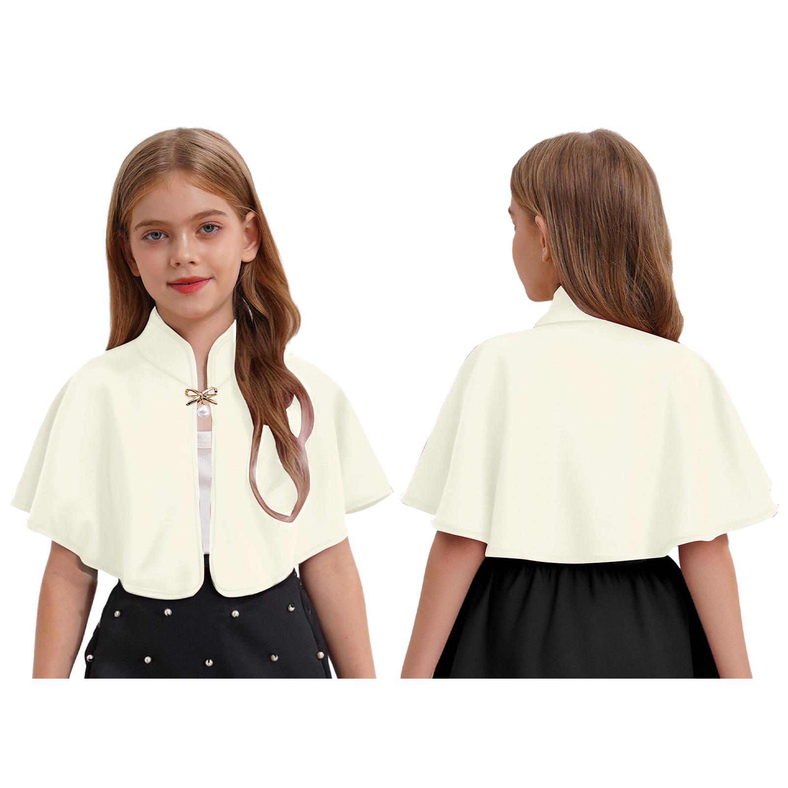 

Элегантная шаль-накидка для девочек - Изысканная брошь, воротник-стойка, болеро с открытой передней частью для вечерних платьев 3-6Months шампанского