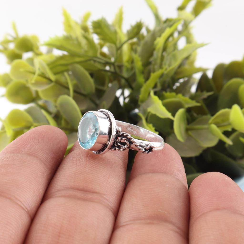 Sky Blue Topaz Gemstone Ring, Handmade Gorgeous Jewelry, 925 Solid Sterling Silver Jewelry, Everyday Ring For Wedding Gift
