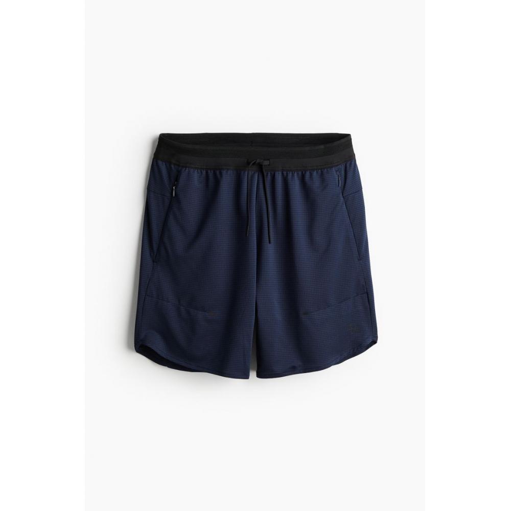 H M dryMove Zip Detail stretcH Sport sHorts Navy Blue