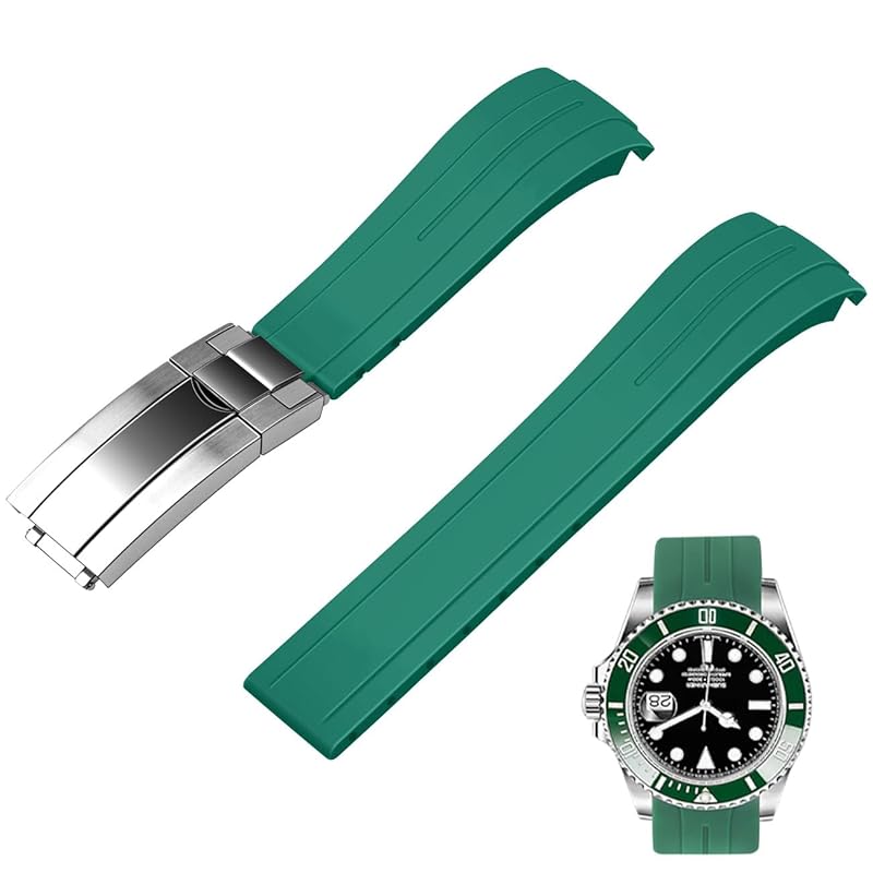 

[Juntan] 20 mm 22 curve end rubber watch band, taper Silicone Curve Replacement Watch Strap Men Women Classic diving buckle and
