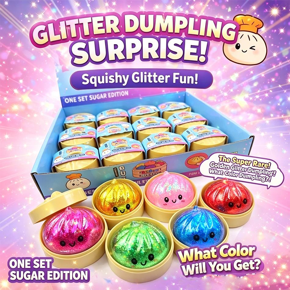 Favorite Toy Gold Glitter Dumpling Squishy Ultra Rare Glitter Hidden Edition Dumplings Sensory Steamer Soft Tpr Dough Ball For Stress Relief