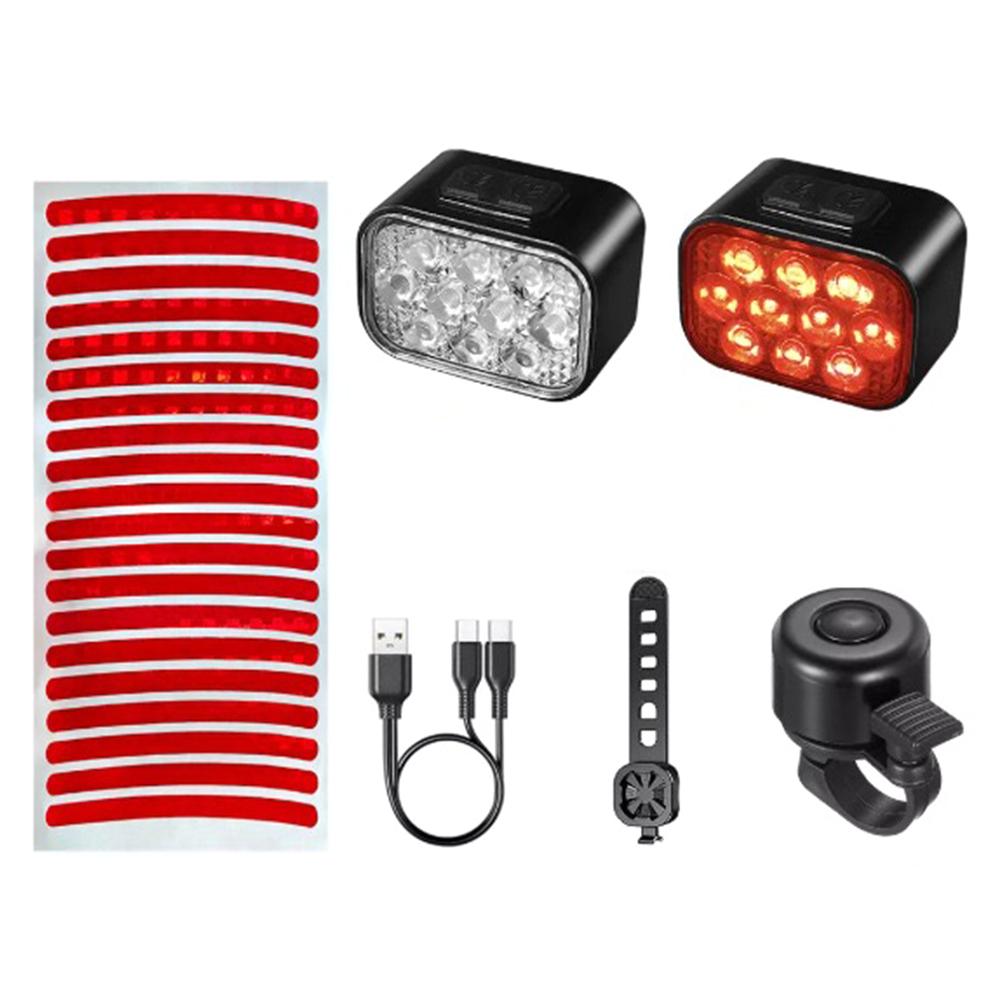 LED Bike Handlebar Flashlight USB Rechargeable Outdoor Bike Headlight Waterproof Cycling Tail Lamp Bicycle Rear Night Light