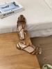 Fashion Block Heels 2025 Sandals Female Shoe Breathable Chunky New Girls Closed Comfort Gladiator Fashion Low Beige Rubber Rome Scandals
