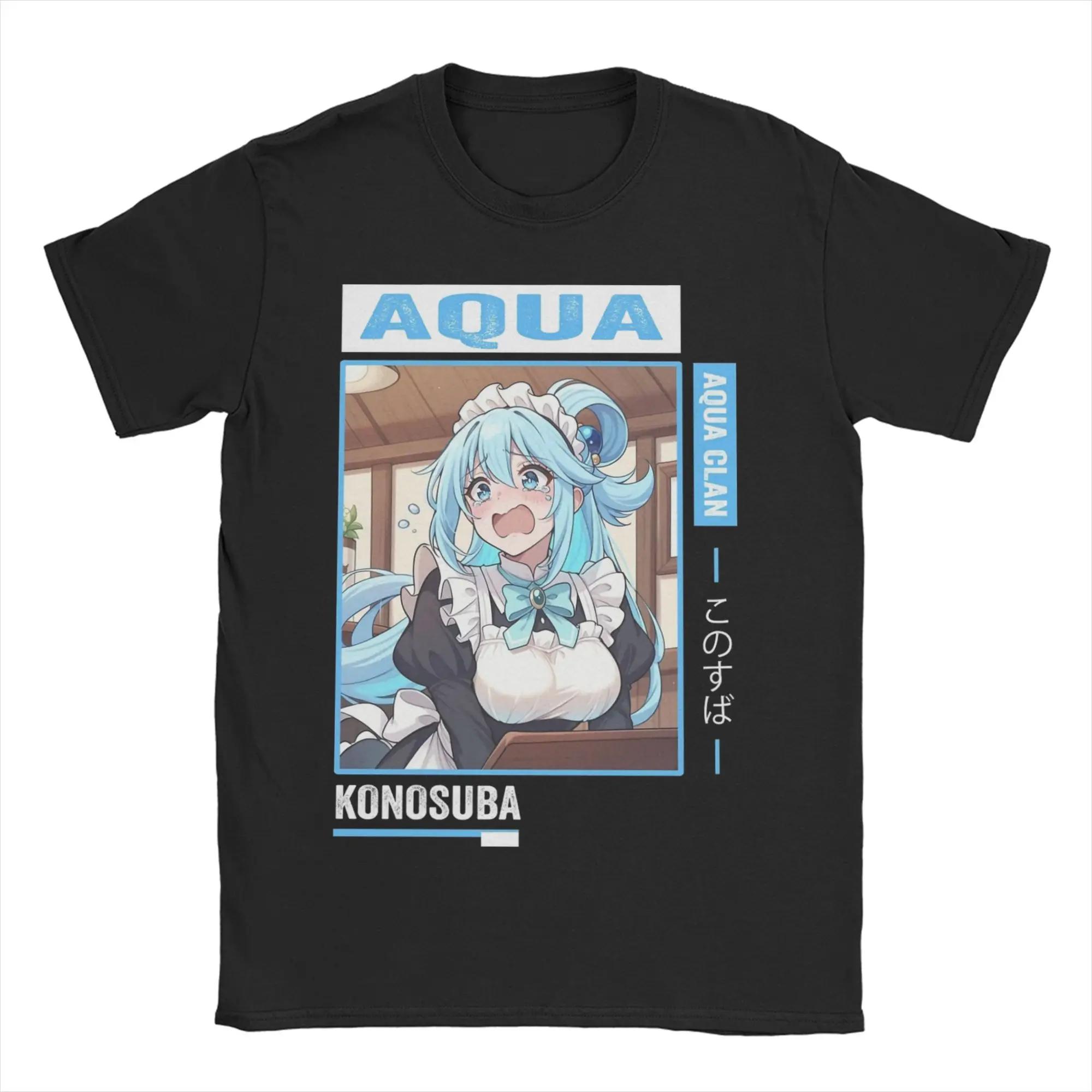

Aqua - KonoSuba T-Shirts Men Women Vintage Cotton Tee Shirt O Neck Short Sleeve T Shirt Tops S