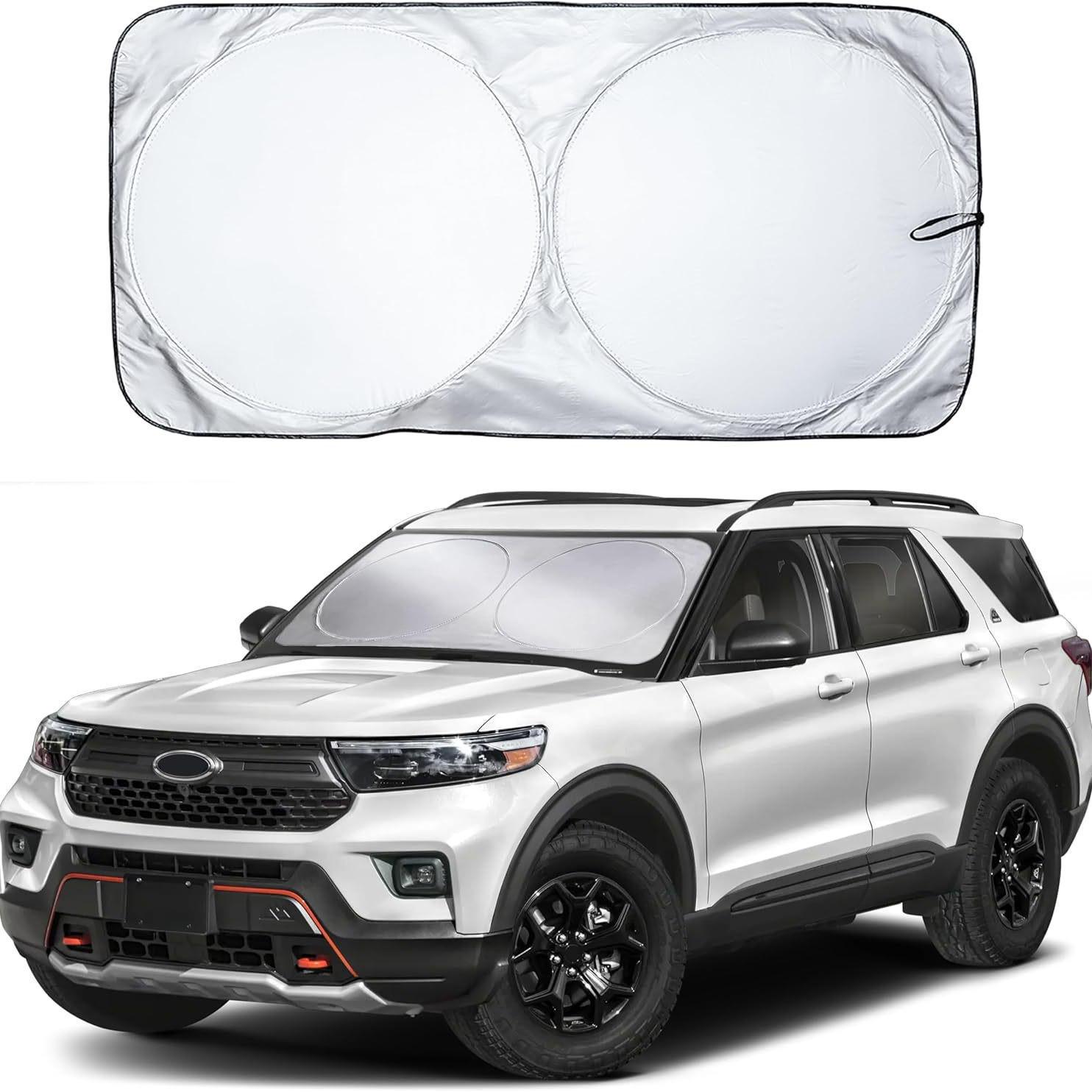 Foldable Car Windshield Sunshade for Sunlight Blockage & Front Window Privacy 44x36 cm