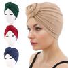 Bawełniany Turban Headwrap Flower Knot Pre-Tied Bonnet Turban Be-anie Hair Hat