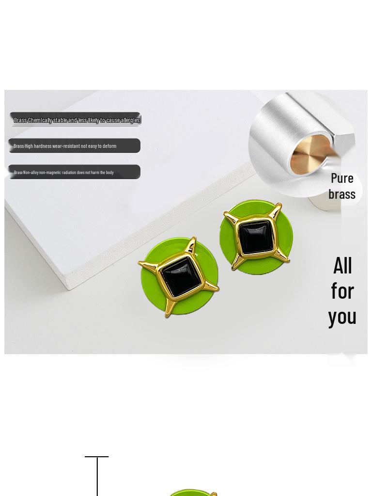 Ohrstecker aus schwarzem Achat-Acryl im koreanischen Stil - Elegant & Schlicht