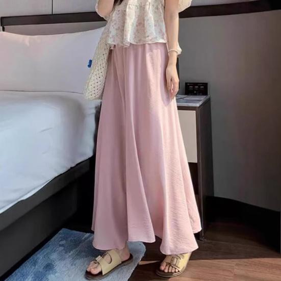 Women Casual Pants Elastic High Waist Solid Color Oversized Wide Leg Pants