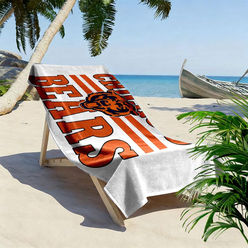 Chicago Bears Print Beach Towel, Large Soft Quick Dry Towel for Beach Camping Swimming