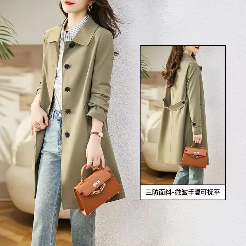 Double-layer Trench Coat Women's Medium and Long 2024 Spring and Autumn Models Small Fashion Age Reduction Temperament Casual Slim Tooling Jacket