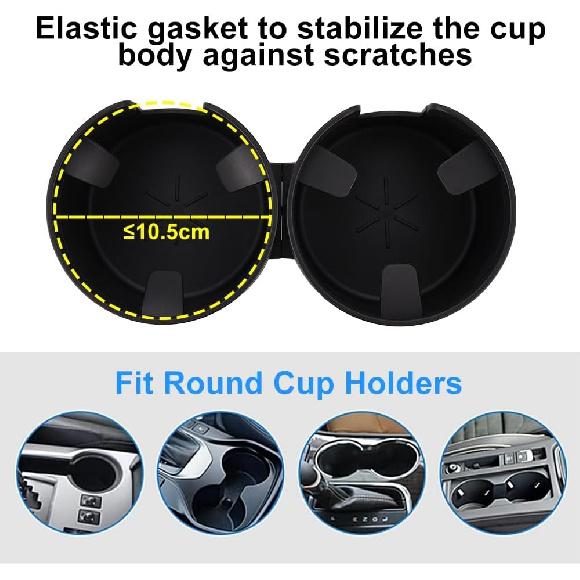 JSCARLIFE Dual Cup Holder Expander for Car - 2 in 1 Adjustable Car Cup Holder Adapter with Snack Organizer, Fits Most Vehicles, Holds Bottles, Cups,