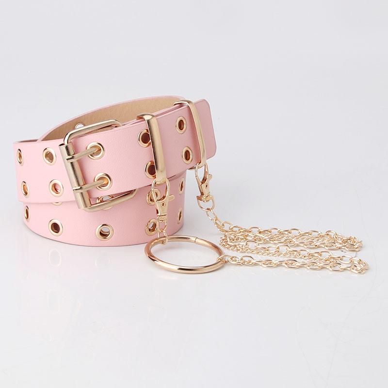 Punkinspired Pu Chain Waist Belt For Streetwear And Hiphop Style Women