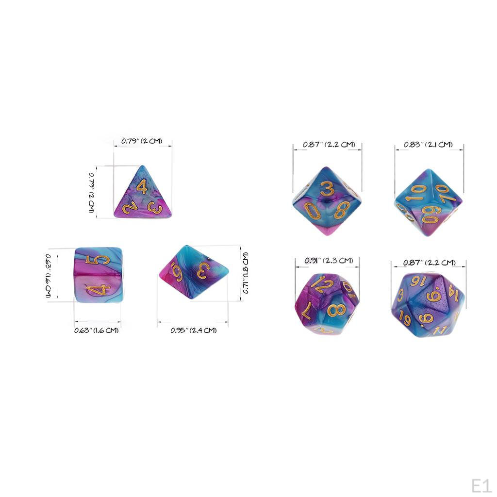 7 Pieces Role Playing Games D8 D10 D12 D20 Polyhedral - Double Colors