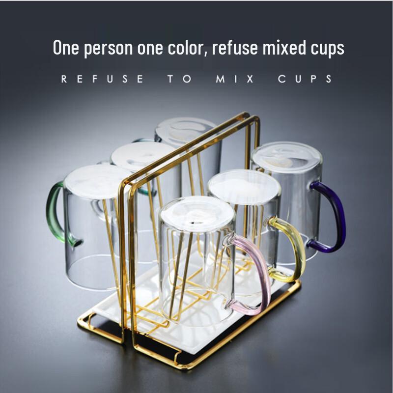Shangqi Heat-Resistant Glass Mug Set with Gold Stand